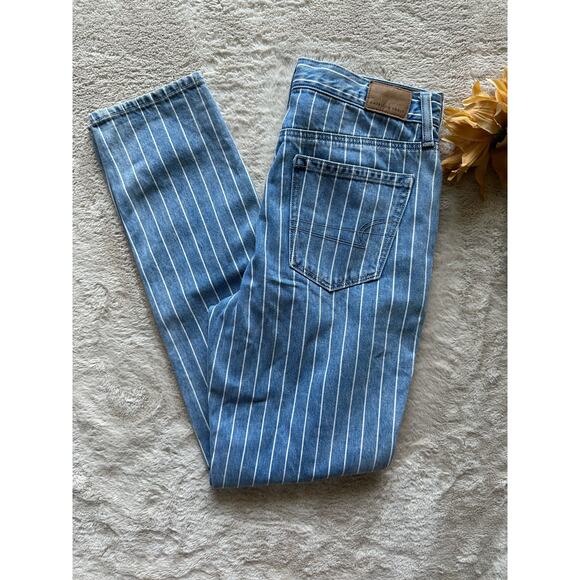 American Eagle Denim - American Eagle White Striped Mom Jeans 2 Long